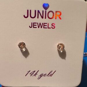 ROUND MORGANITE 14K ROSE GOLD CHILDRENS STUD EARRINGS 0.60CTW